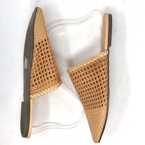 American Eagle Shoes 9 Beige Multi Tone Woven Slide Flats Pointed Toe Sandal PU - Picture 5 of 12